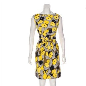DVF New Della Lily Crepe Yellow Floral Dress Sz12